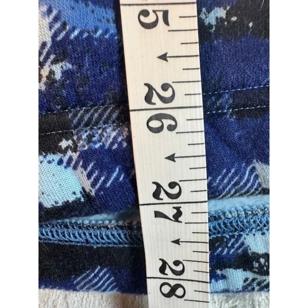 Adidas Hoodie Mens Medium Blue‎ Black Buffalo Plaid Camo Fleece Pullover Graphic